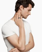 Streamline® Beveled Band Ring in Sterling Silver with Forged Carbon, 8.5mm